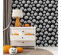 Papier Adhesif pour Meuble Citrouille Grise Noire Revetement Adhesif Meuble Imperméable Vinyle Cuisine Porte Salon Chambre Mur Décoration Papier Peint Autocollant 45x300 cm/1 rouleau