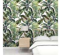 Papier Adhesif pour Meuble Feuilles Jungle Tropicale Papier Peint Adhesif Mural Vinyle Papier Collant pour Meuble Imperméable Papier Peint Autocollant Mur Papier Peint Adhesif 2P (45x300 cm)