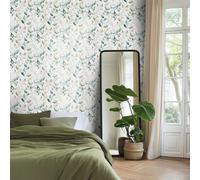 Papier Adhesif pour Meuble Feuilles Vert Doré Revetement Adhesif Meuble Imperméable Vinyle Cuisine Porte Salon Chambre Mur Décoration Papier Peint Autocollant 45x300 cm/1 rouleau
