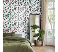 Papier Adhesif pour Meuble Feuilles Vertes De Noël Revetement Adhesif Meuble Imperméable Vinyle Cuisine Porte Salon Chambre Mur Décoration Papier Peint Autocollant 45x300 cm/1 rouleau