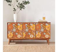 Papier Adhesif pour Meuble Fleurs Élégantes Orange Papier Peint Adhesif Mural Vinyle Papier Collant pour Meuble Imperméable Papier Peint Autocollant Mur Papier Peint Adhesif 1P (40x250 cm)