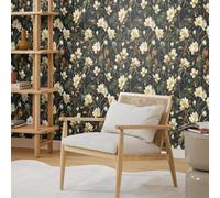 Papier Adhesif pour Meuble Fleurs Jaunes Feuilles Revetement Adhesif Meuble Imperméable Vinyle Cuisine Porte Salon Chambre Mur Décoration Papier Peint Autocollant 45x300 cm/1 rouleau