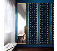 Papier Adhesif pour Meuble Flocons De Neige Bleu Or Revetement Adhesif Meuble Imperméable Vinyle Cuisine Porte Salon Chambre Mur Décoration Papier Peint Autocollant 45x300 cm/1 rouleau
