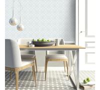 Papier Adhesif pour Meuble Floral Bleu Clair Revetement Adhesif Meuble Imperméable Vinyle Cuisine Porte Salon Chambre Mur Décoration Papier Peint Autocollant 45x300 cm/1 rouleau