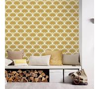 Papier Adhesif pour Meuble Géométrique Jaune Élégante Papier Peint Adhesif Mural Vinyle Papier Collant pour Meuble Imperméable Papier Peint Autocollant Mur Papier Peint Adhesif 1P (40x250 cm)
