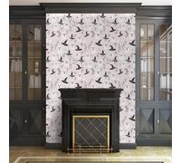 Papier Adhesif pour Meuble Halloween Noir Rose Revetement Adhesif Meuble Imperméable Vinyle Cuisine Porte Salon Chambre Mur Décoration Papier Peint Autocollant 45x300 cm/1 rouleau