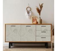 Papier Adhesif pour Meuble Jaune Beige Floral Revetement Adhesif Meuble Imperméable Vinyle Cuisine Porte Salon Chambre Mur Décoration Papier Peint Autocollant 38.6x320.6 cm