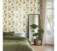 Papier Adhesif pour Meuble Tournesol Jaune Revetement Adhesif Meuble Imperméable Vinyle Cuisine Porte Salon Chambre Mur Décoration Papier Peint Autocollant 45x300 cm/1 rouleau