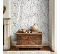 Papier Adhesif pour Meuble Violet Jaune Floral Revetement Adhesif Meuble Imperméable Vinyle Cuisine Porte Salon Chambre Mur Décoration Papier Peint Autocollant 45x300 cm/1 rouleau