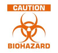 Papier adhésif pour stickers muraux Attention aux risques biologiques créatifs 36x36.1cm Décoration de magasin Orange