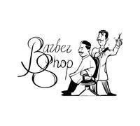 Papier adhésif pour stickers muraux Barbier de dessin animé Client de salon de coiffure vintage Outils de coupe de cheveux 64x101.9cm Décoration de magasin Noir