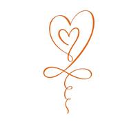 Papier adhésif pour stickers muraux Deux cœurs avec le symbole de l'infini, amour éternel 54.4x109.9cm Fourni avec un kit de film de transfert Orange