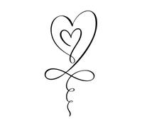 Papier adhésif pour stickers muraux Deux cœurs avec le symbole de l'infini, amour éternel 54.4x109.9cm Amovible sans laisser de colle Noir