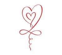 Papier adhésif pour stickers muraux Deux cœurs avec le symbole de l'infini, amour éternel 54.4x109.9cm Amovible sans laisser de colle Rouge