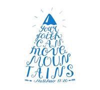 Papier adhésif pour stickers muraux Écrire à la main : Votre foi peut déplacer des montagnes 48x71cm Fourni avec un kit de film de transfert Bleu