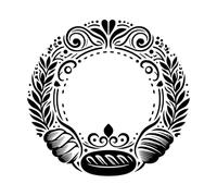 Papier adhésif pour stickers muraux élégante couronne de fleurs ornée de volutes, d'éléments feuillus et d'un motif de couronne central. 42x43.8cm N'abîme pas le mur Noir