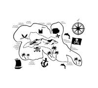 Papier adhésif pour stickers muraux Idée d'aventure pour enfants : carte au trésor de pirate 32x46.7cm Culture du tatouage Noir