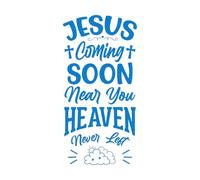 Papier adhésif pour stickers muraux Jésus s'approche de vous et le ciel est proche de vous. 47.6x96.3cm Fourni avec un kit de film de transfert Bleu
