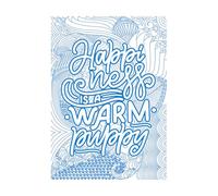 Papier adhésif pour stickers muraux Le bonheur est un chiot tout chaud - citation inspirante 50.4x71.3cm Stickers pour vitres Bleu