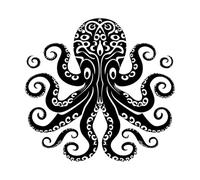 Papier adhésif pour stickers muraux Logo noir mandala pieuvre de Cosmic Connection 36x37.6cm Décoration artistique Noir