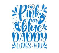Papier adhésif pour stickers muraux « Papa t’aime » - Révélation du sexe du bébé - Citations inspirantes - Typographie 52x66.3cm Décoration artistique Bleu