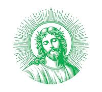 Papier adhésif pour stickers muraux Personnage biblique de Jésus-Christ 54x54.5cm Installation facile Vert