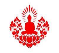 Papier adhésif pour stickers muraux Posture de méditation yoga avec les fleurs de lotus 72x79.7cm Installation facile Rouge