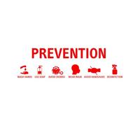 Papier adhésif pour stickers muraux Prévention du coronavirus Lavez-vous les mains 50x176.1cm N'abîme pas le mur Rouge