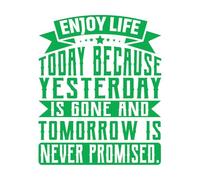 Papier adhésif pour stickers muraux Profitez de la vie aujourd'hui car hier est révolu et demain n'est jamais garanti typographie imprimée 41x50cm Décoration de magasin Vert
