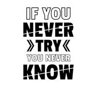 Papier adhésif pour stickers muraux Si tu n'essaies pas, tu ne le sauras jamais. 50.4x72.8cm Peinture murale artistique Noir