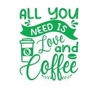 Papier adhésif pour stickers muraux Tout ce dont vous avez besoin, c'est d'amour et de café, de créations artisanales ou de t-shirts. 40x50cm Auto-adhésif Vert