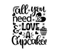 Papier adhésif pour stickers muraux Tout ce dont vous avez besoin c'est d'amour et d'un cupcake en forme de cœur pour la Saint-Valentin Amour sois moi ! 49.2x61.4cm Peinture murale artistique Noir