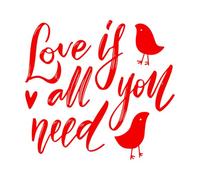 Papier adhésif pour stickers muraux Tout ce dont vous avez besoin, c'est d'amour (oiseau) 42x45cm Auto-adhésif Rouge