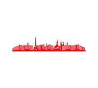 Papier adhésif pour stickers muraux une carte représentant la silhouette de Paris, avec la tour Eiffel et ses cathédrales emblématiques. 36x176.4cm Embellissement mural Rouge