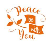 Papier adhésif pour stickers muraux Verset biblique : Que la paix soit avec vous 42x48.2cm N'abîme pas le mur Orange