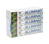 Papier aluminium alimentaire 300m. Pack de 10 rouleaux = 300 mètres. Aluminium domestique 30 mètres pour cuisine. Feuille d'aluminium 300 mètres en 10. Feuille d'aluminium de cuisine de haute qualité.