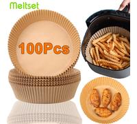 Papier antiadhésif pour friteuse à air et poulet, papiers de cuisson ronds, doublures en papier, accessoires de cuisine, 50 pièces, 100 pièces Brown 50Pcs-16cm pro