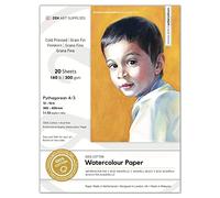 Papier Aquarelle 100% Coton 300g - 30x40 cm - 20 Feuilles Pressées à Froid, Sans Acide, Carnet Aquarelle de Voyage, Reliure à 2 Côtés - Pour Aquarelle, Gouache, Encre, Acrylique et Techniques Mixtes