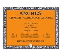 Papier aquarelle - ARCHES - Bloc 20 feuilles - 31x41 cm - 300g - 100% coton - Grain torchon