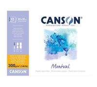 Papier aquarelle - CANSON - 24 x 32 cm - 300 g - Bloc de 12 feuilles - Grain fin