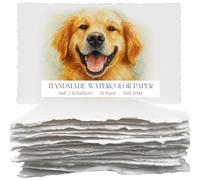 Papier Aquarelle Épais Fait Main Avec Bord Déchiqueté A5-15x21 cm- 500 GSM, Papier Texturé Blanc Premium Pressé À Froid En Médias Mixtes, Fabriqué En Coton Recyclé - 15 Feuilles Détachées