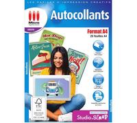 Papier Autocollant A4 Mat, 25 Feuilles, Adhésif Blanc, Compatible Imprimantes Jet d’Encre