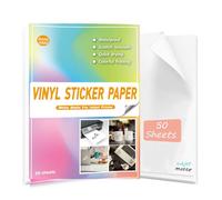 Papier autocollant en vinyle mat imprimable imperméable pour imprimante à jet d'encre - 50 feuilles de papier autocollant mat blanc pour Cricut A4 - Résiste parfaitement à l'encre et sèche rapidement