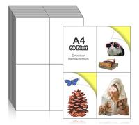 Papier Autocollant Imprimante A4 50 Feuilles Etiquettes Autocollantes Feuille Autocollante 4 Étiquettes par Feuille 148,5 x 105 mm (A6) pour Imprimantes Laser et Jet d'encre