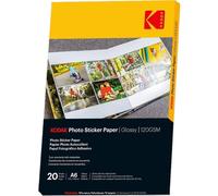 Papier autocollant photo KODAK - Pack de 20 feuilles de papier photo autocollant - Format 10 x 15 cm (A6) - Finition brillante - 120 g/m² - Compatible avec imprimantes à jet d'encre