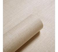 Papier Autocollant pour Meuble 40x500CM Effet De Lin Beige Papier Peint Adhesif Mural Peler et Coller Waterproof Stickers Meuble pour Cuisine Chambre Cheminée Armoire