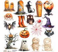 Papier autocollant - ScrapLove - Halloween Quirky 1 cercueil fantôme araignée momie
