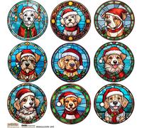 Papier autocollant - ScrapLove - Medallion Dog 1 Christmas stained glass dogs