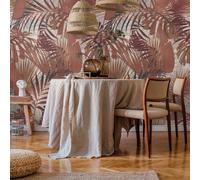 Papier Avec Dschungelblätter-motiv - Rouge-Brun, Beige