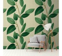 Livingwalls 398661 Papier peint photo intissé Motif fleurs vert/marron 3,71 m x 2,80 m Fabriqué en Allemagne